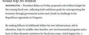 拜登再疯狂“撒钱”6万亿美元? “现实可能很骨感”